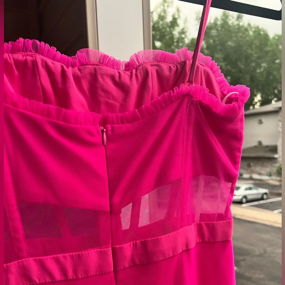π π NEXT/UP Neon Pink Mesh Tiered Gown Corset Bodice Party 2 Sizes 9/10 & 11/12 - Picture 11 of 17
